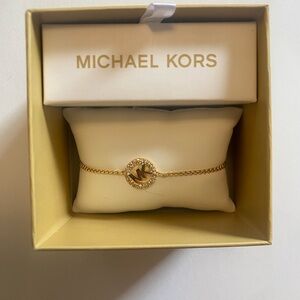 Michael Kors Gold Chain Bracelet with Medallion Charm